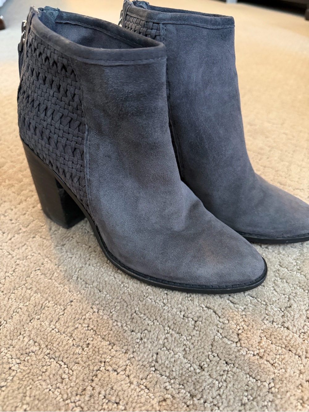 Steve Madden Gray Suede Ankle Booties with Woven Side Panels